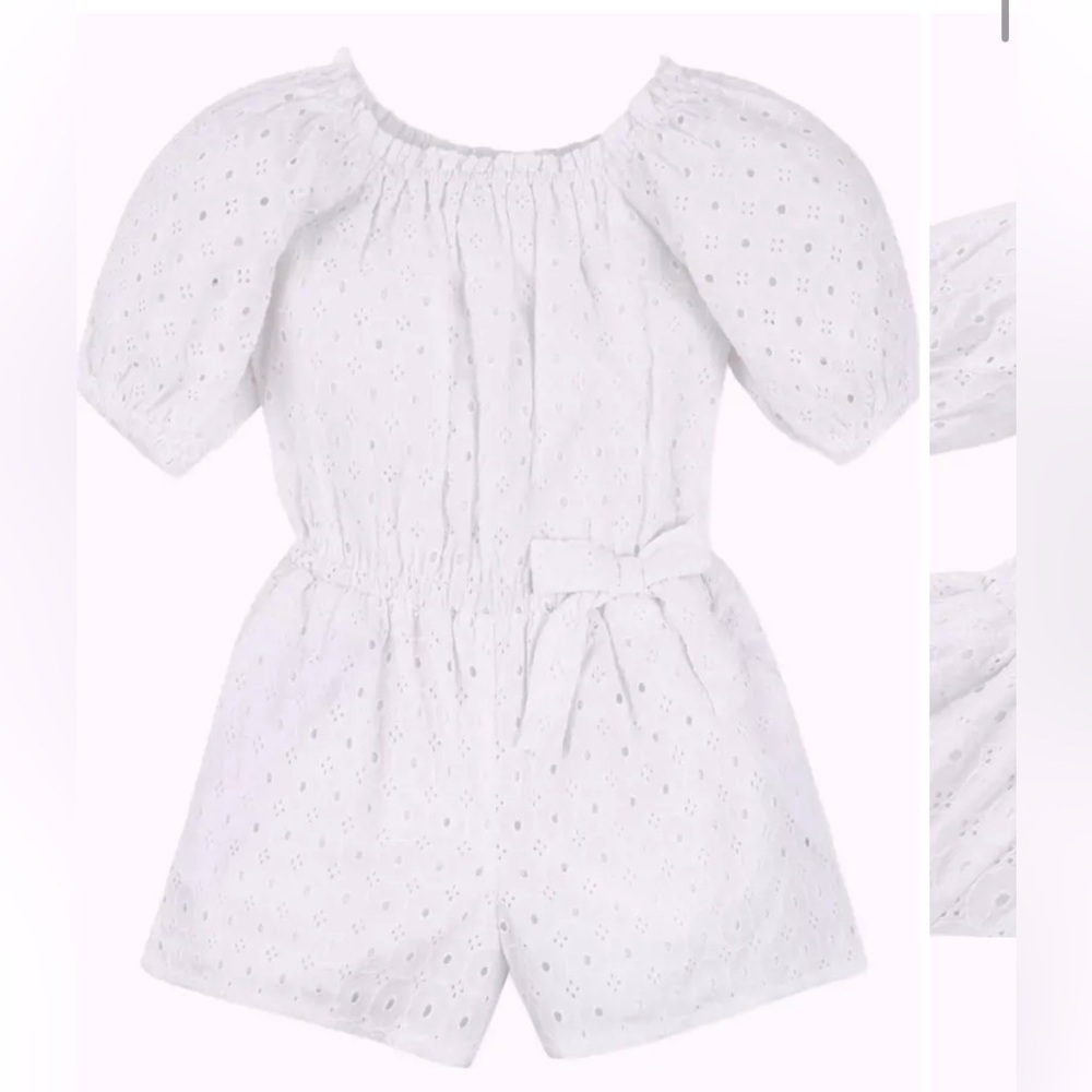 Hope and Henry eyelet puff sleeve romper size 8 NWT